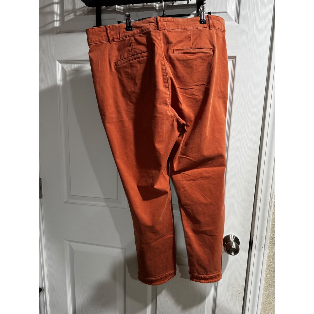 Loft Womens Burnt Orange Straight Leg Frayed Hem Pants Rust Size 14 - Picture 2 of 4